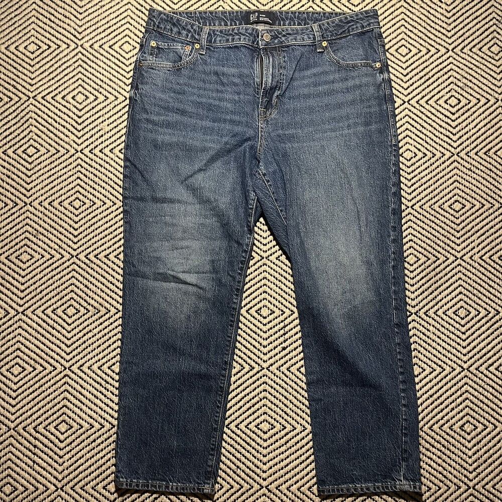 Gap Slim Boyfriend Jeans Dark Alba Blue Denim Straight Tapered Leg Classic 16 33